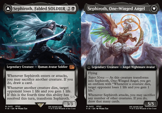 Sephiroth, Fabled SOLDIER // Sephiroth, One-Winged Angel - Foil - Extended Art
